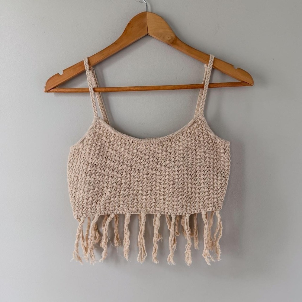 Boho Le Lis Knit Fringed Fairy Hippie Holiday Beach Coastal‎ Tank